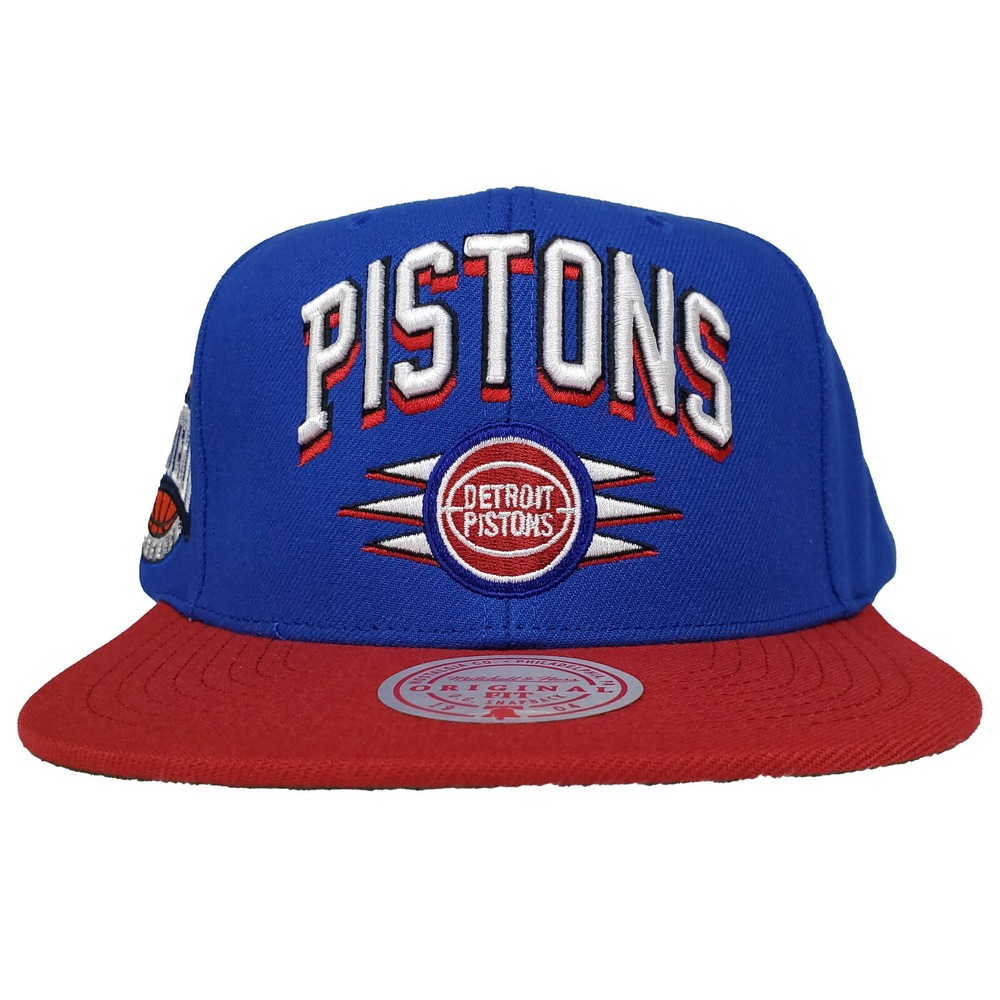 Detroit Pistons Mitchell & Ness NBA Snapback Hat Cap 3D Logo Blue Red‎ NWT